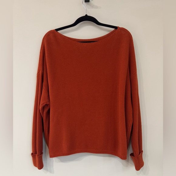 NWOT burnt orange French connection oversized/boyfriend sweater size S - Picture 6 of 8